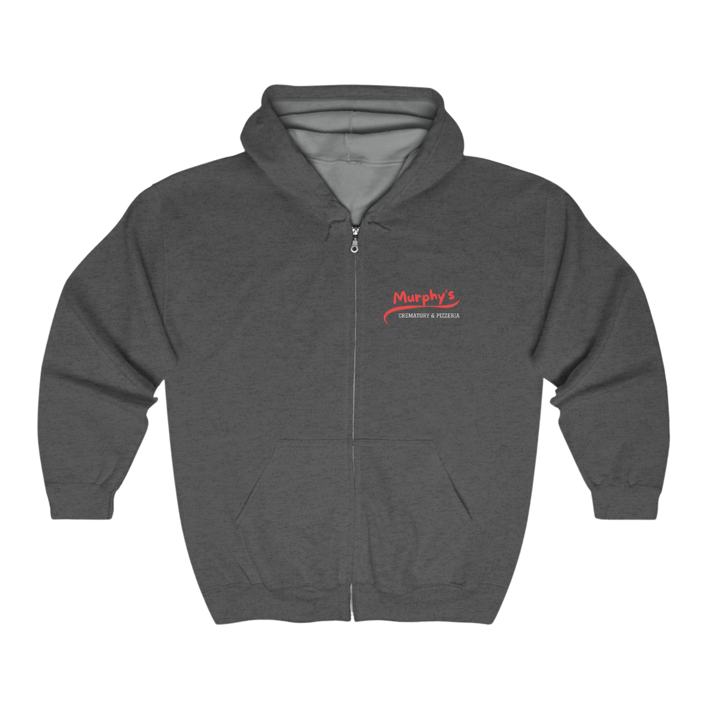 Murphy's Crematory & Pizzeria Zip-Up Hoodie Front & Rear Graphic