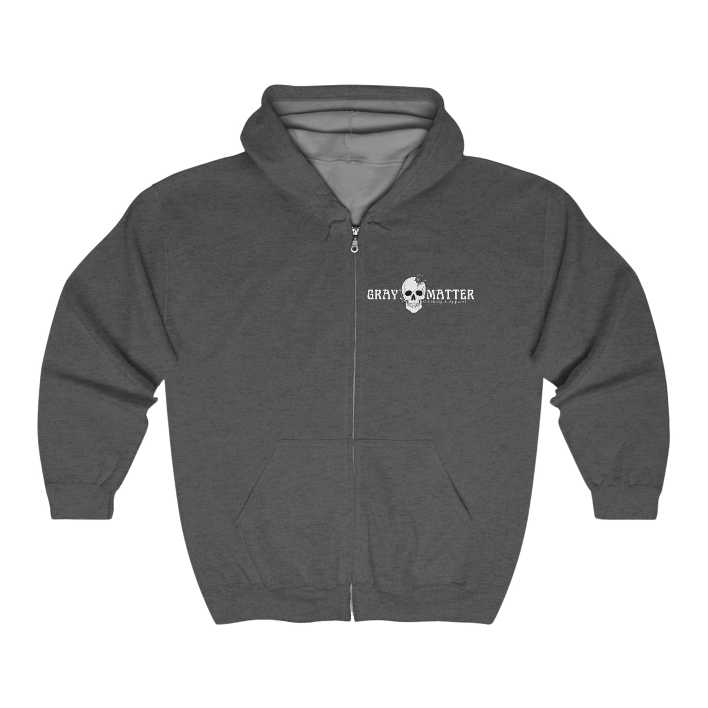 Gray Matter Zip-Up Hoodies Front & Back Graphic